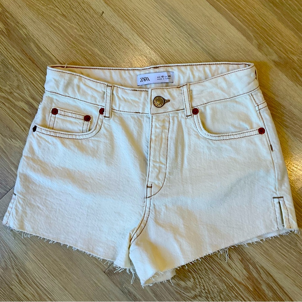 Zara Girls White Jean Shorts Size 10
